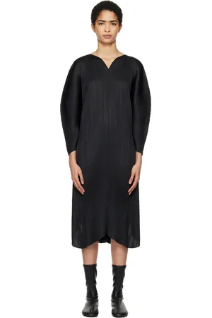 PLEATS PLEASE ISSEY MIYAKE Black Wormhole Midi Dress