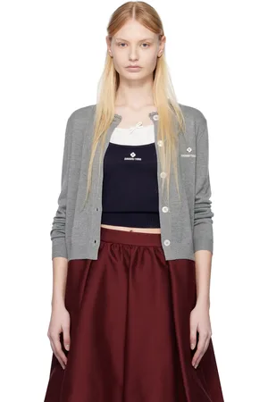 Shushu/Tong Gray Logo-Stitch Knit Cardigan