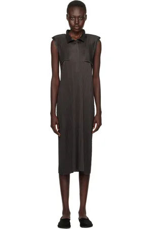 PLEATS PLEASE ISSEY MIYAKE Black Monthly Colors August Midi Dress