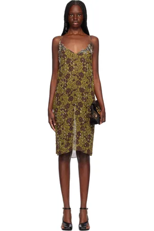 DRIES VAN NOTEN Green Beaded Midi Dress