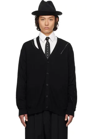 YOHJI YAMAMOTO Black 12G2P Diagonal Shoulder Slit V Cardigan