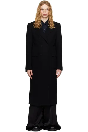 DRIES VAN NOTEN Black Tight Fit Wool Coat