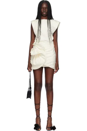 MAGDA BUTRYM Off-White Sleeveless Crinkle Silk Minidress