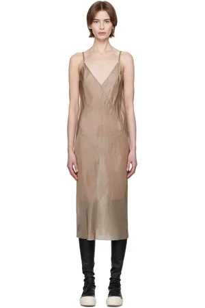 Rick Owens Taupe Hollywood Slip Midi Dress