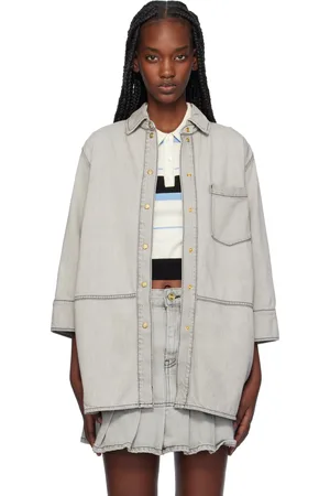 Ganni Gray Oversized Future Denim Shirt