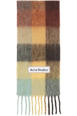 Acne Studios Brown & Yellow Mohair Checked Scarf
