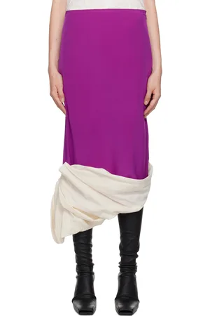 Colleen Allen SSENSE Exclusive Purple & Beige Silk Habotai & Calico Midi Skirt