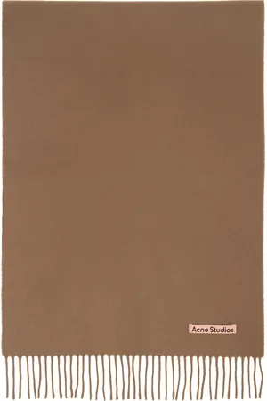 Acne Studios Brown Fringe Wool Narrow Scarf