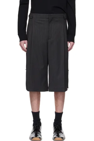 MUGLER Gray Pinstripe Pierced Tailored Shorts