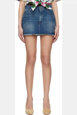 Dolce & Gabbana Blue Logo Plaque Denim Miniskirt
