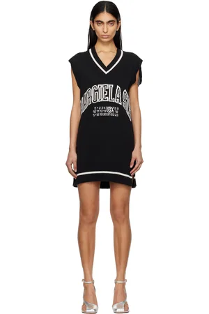 Maison Margiela Black & Off-White Varsity Jacquard Minidress