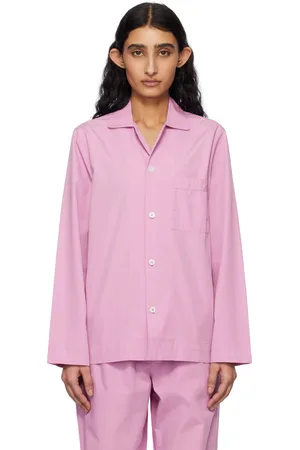 Tekla Purple Poplin Long-Sleeved Pyjama Shirt