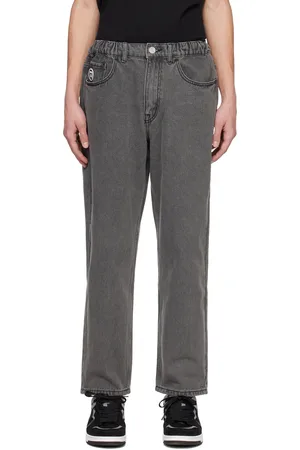 A Bathing Ape Gray Moonface Patch Jeans