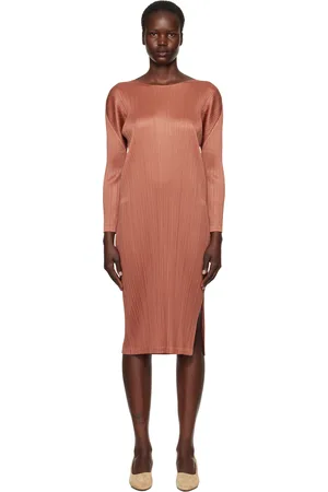 PLEATS PLEASE ISSEY MIYAKE Brown Monthly Colors December Midi Dress