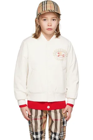 Burberry Kids White Printed Bomber Jacket