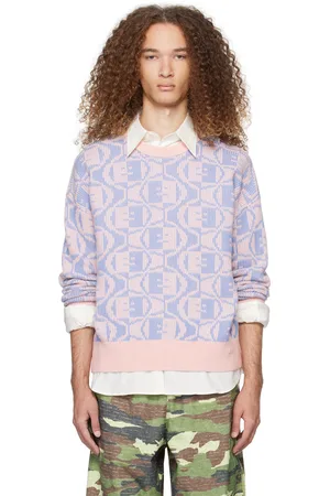 Acne Studios Pink & Blue Jacquard Sweater