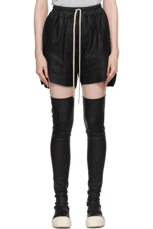 Rick Owens Black Porterville Blister Leather Shorts