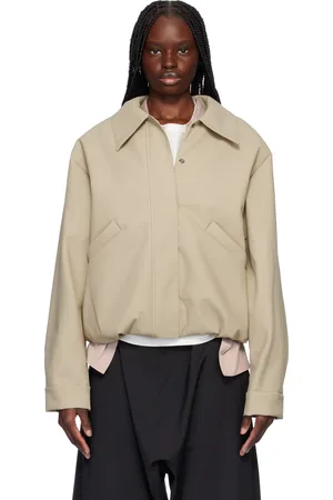 Kassl Editions Beige Short Rubber Bomber Jacket