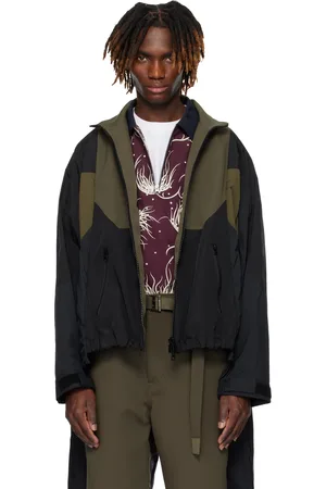 SACAI Khaki & Navy Matelasse Twill Mix Jacket