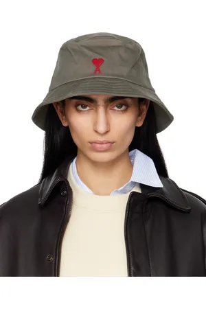 Ami Gray Cotton Ami de Coeur Embroidery Bucket Hat