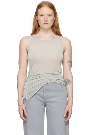 AMOMENTO Gray Sheer Tank Top