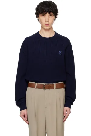 Maison Kitsuné Navy Bold Fox Head Patch Comfort Ribbed Sweater