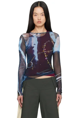 Serapis Black Shining Gem Tight Mesh T-Shirt
