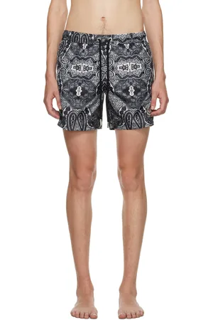 Moncler Black Bandana Print Swim Shorts