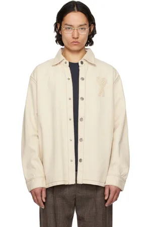 Ami Off-White Cotton Ami de Coeur Denim Overshirt