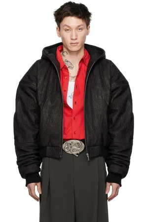 LU’U DAN Black Hooded Outlaw Leather Jacket