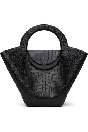 Bottega Veneta Black Croc Top Handle Tote