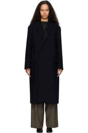 Auralee Navy Sponge Wool Melton Chesterfield Coat