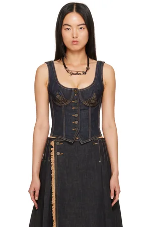 Jean Paul Gaultier Indigo Button Denim Tank Top