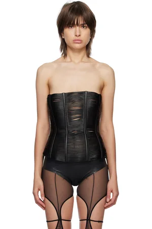 Miaou Black Hannah Jewett Edition Flux Faux-Leather Corset