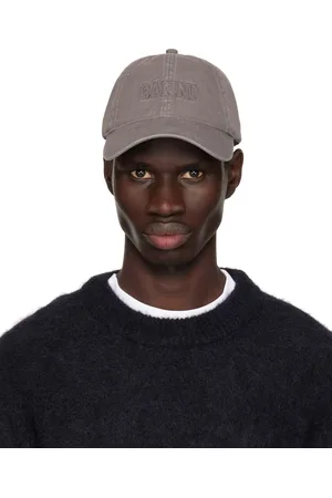 Ganni Gray Embroidered Logo Cap
