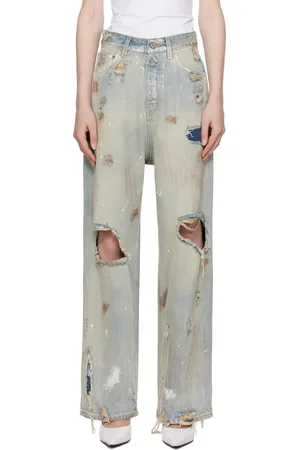 Vetements Blue Trashed Baggy Jeans