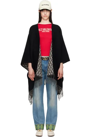 VALENTINO GARAVANI Black & Off-White Double Toile Iconographe Scarf
