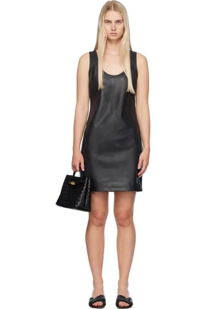 Bottega Veneta Black Nappa Leather Minidress