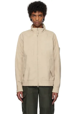 Stone Island Beige Alcantara Faux-Suede Bomber Jacket