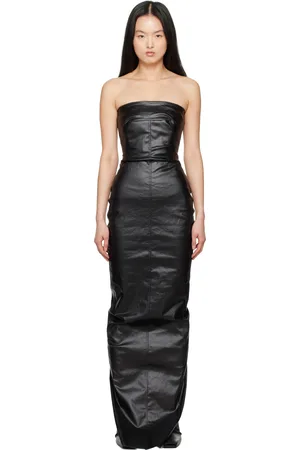 Rick Owens Black Hollywood Bustier Denim Gown
