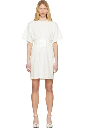 Maison Margiela Off-White Taped Jersey Midi Dress