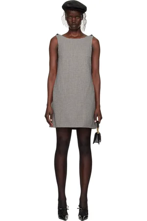 Dolce & Gabbana Black & White Sleeveless Houndstooth Wool Minidress