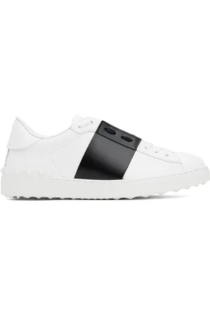 VALENTINO GARAVANI White & Black Calfskin Open Sneakers