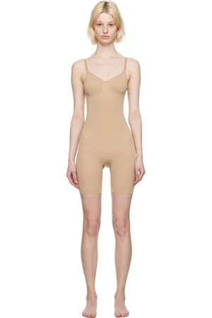 SKIMS Beige Seamless Sculpt Mid Thigh Bodysuit