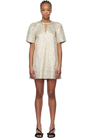 Ganni Gold & Silver Metallic A-Line Minidress
