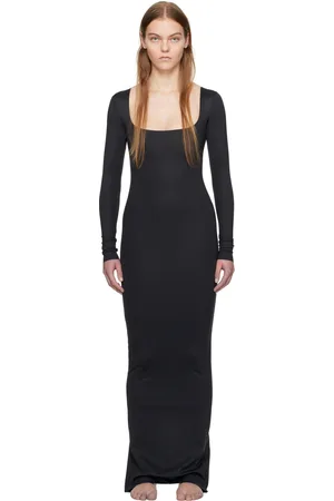 SKIMS Black Body Long Sleeve Long Slip Maxi Dress