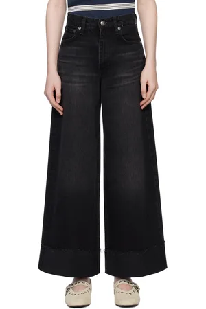 RAG&BONE Black Sofie Ankle Wide Leg Jeans