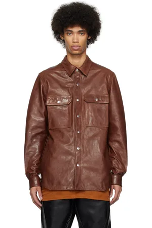 Rick Owens Brown Lido Leather Jacket