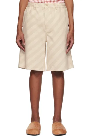 Marni Beige Striped Denim Shorts