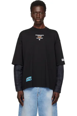 A Bathing Ape Black Main Faux Layered Long Sleeve T-shirt